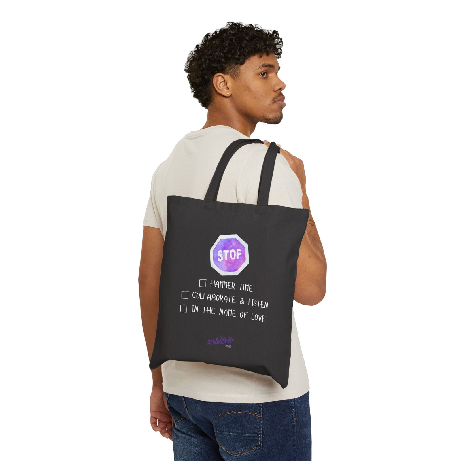 Stop Bag | Cotton Canvas Graphic Tote Bag - Image 4