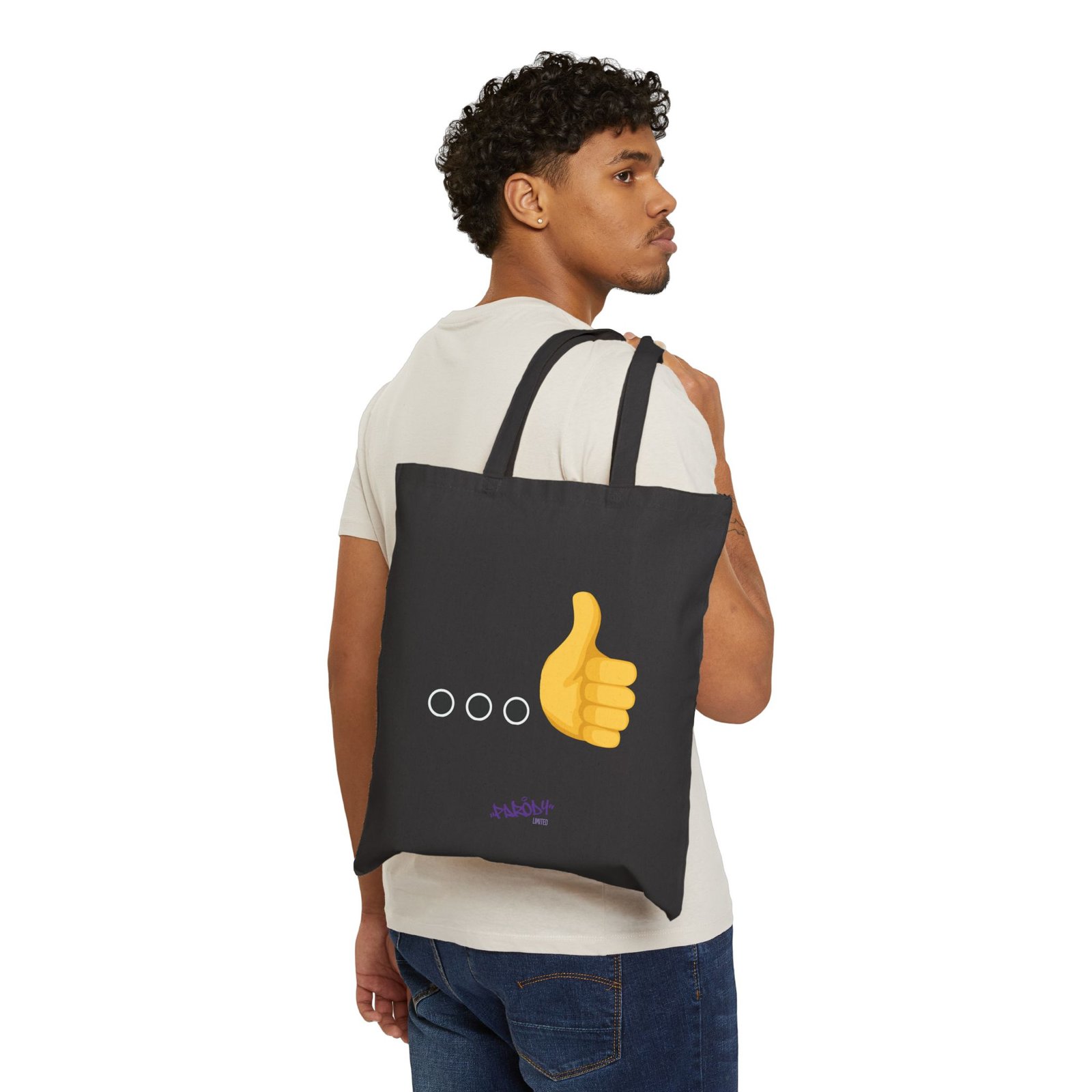 Ellipsis Thumbs Up Tote | Cotton Canvas Graphic Tote Bag - Image 3