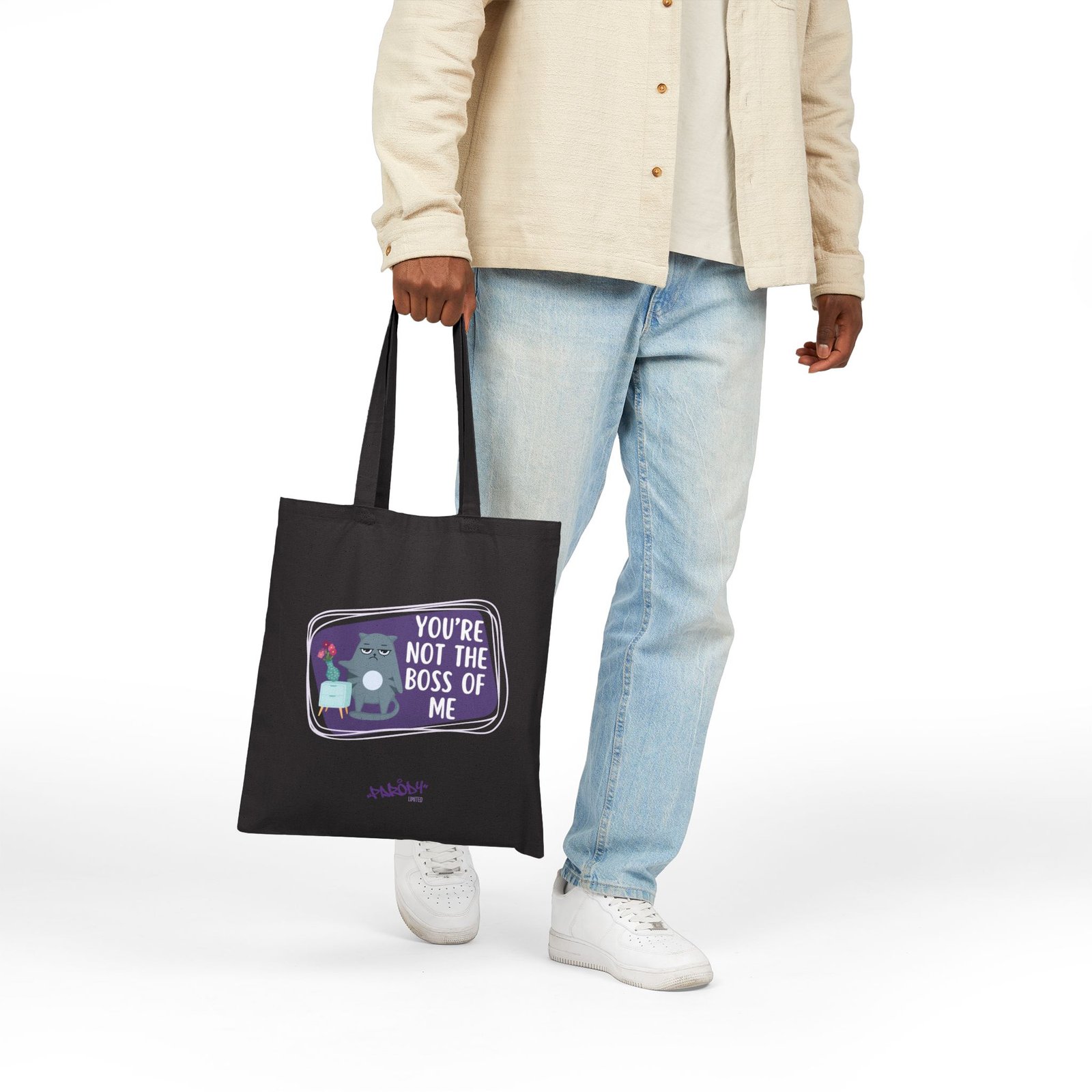 You're Not the Boss of Me Tote Bag | Cotton Canvas Graphic Tote Bag - Image 3