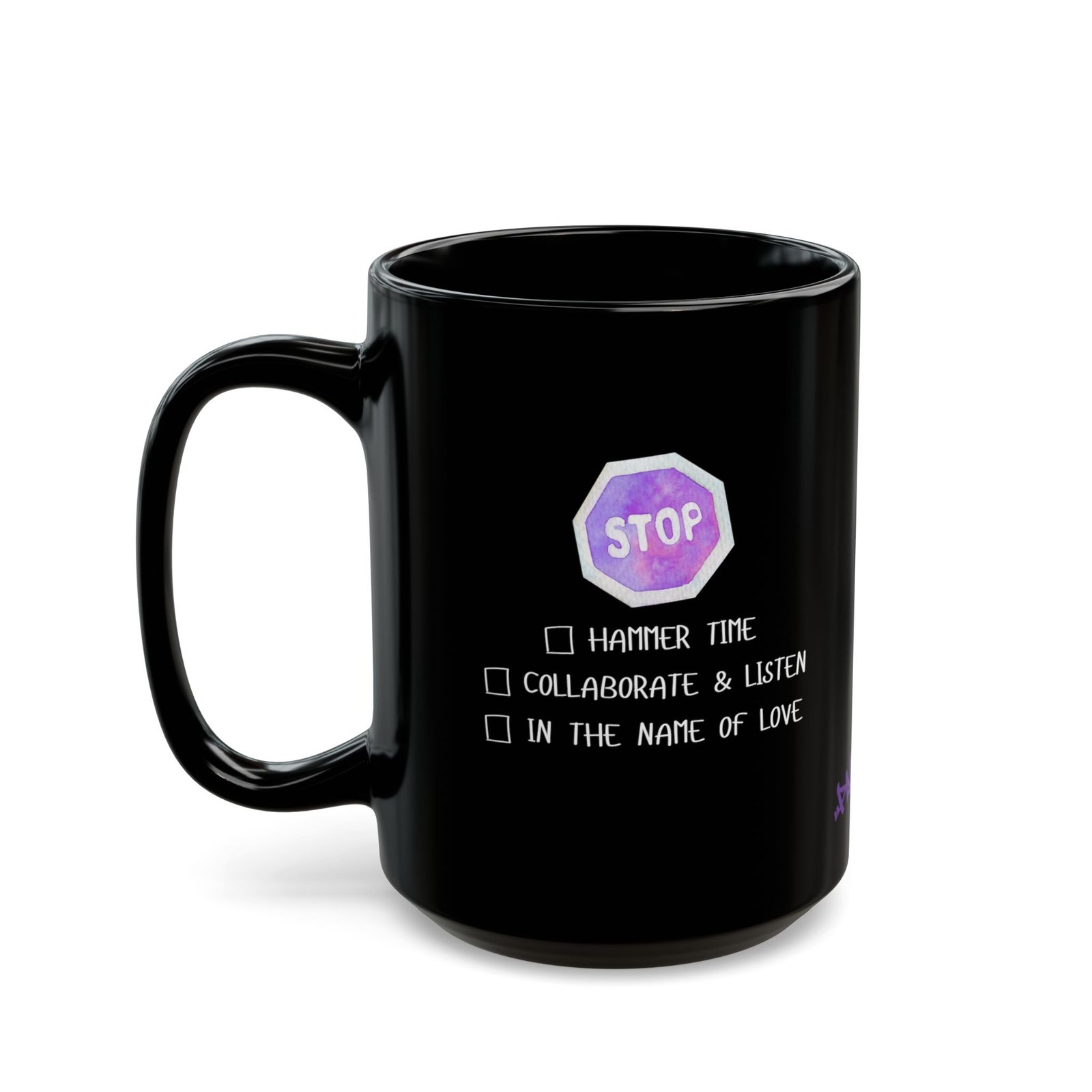 Stop Mug | Black Ceramic Graphic Mug - Image 2
