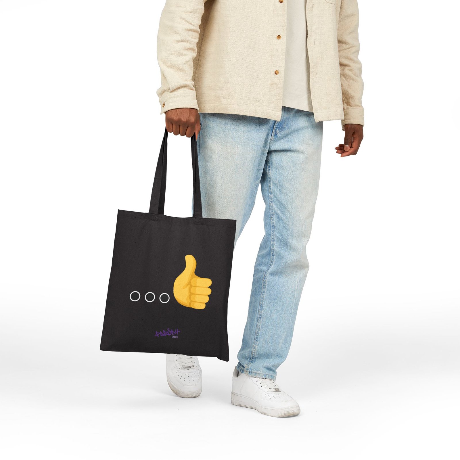 Ellipsis Thumbs Up Tote | Cotton Canvas Graphic Tote Bag - Image 4