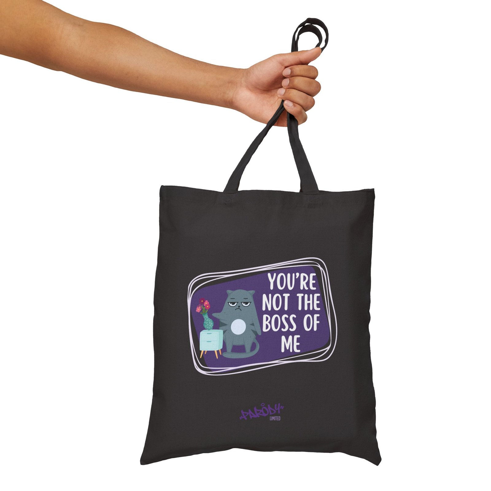 You're Not the Boss of Me Tote Bag | Cotton Canvas Graphic Tote Bag - Image 6