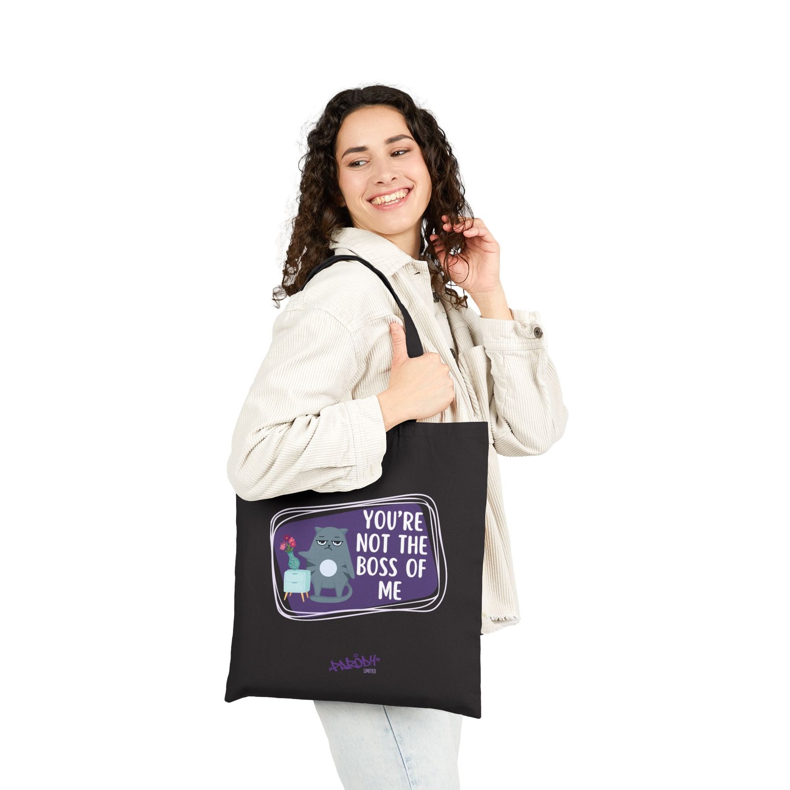 You're Not the Boss of Me Tote Bag | Cotton Canvas Graphic Tote Bag - Image 4