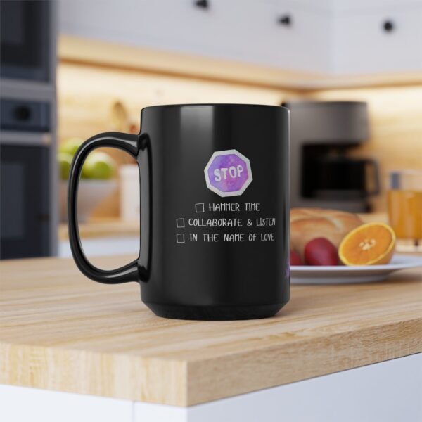 Stop Mug | Black Ceramic Graphic Mug