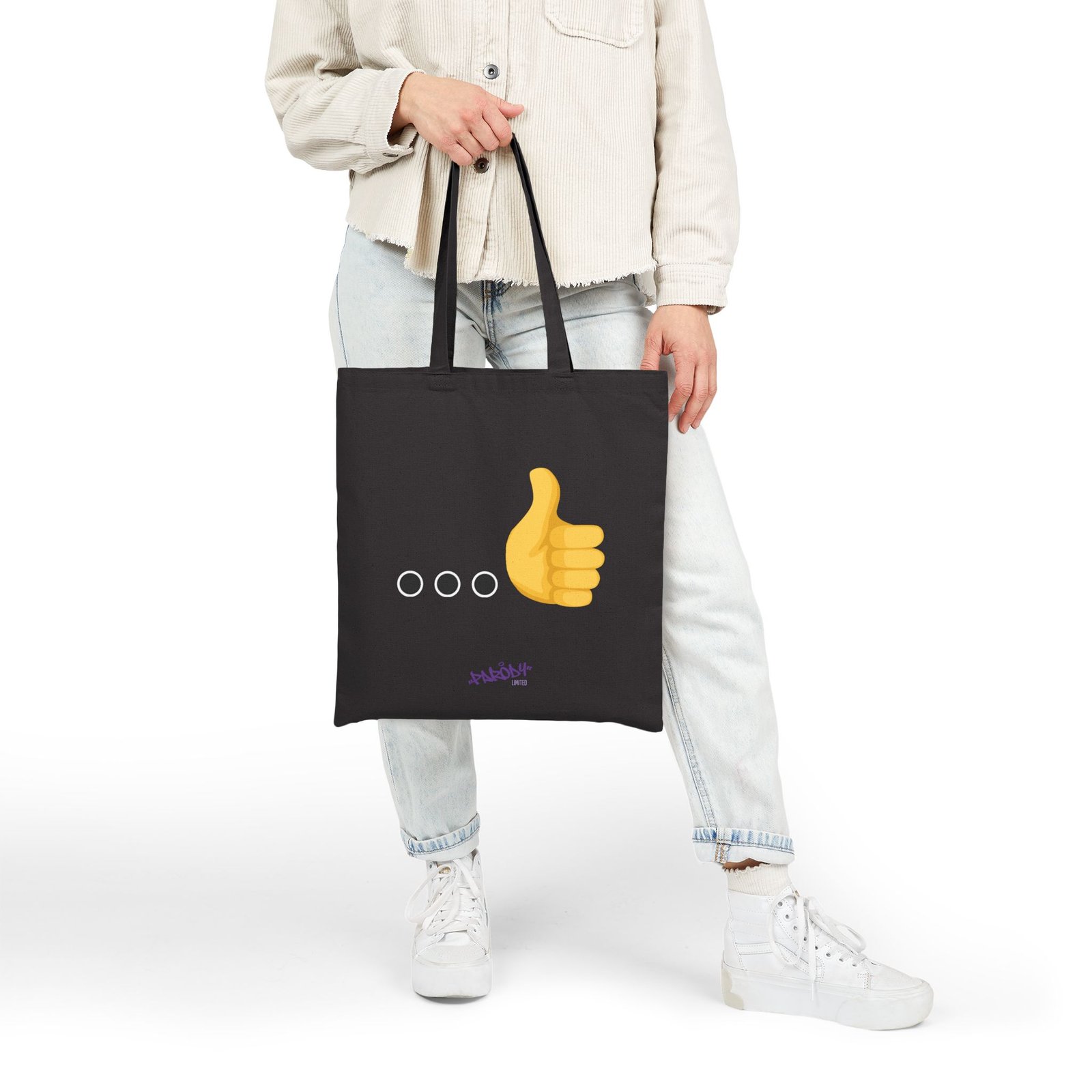 Ellipsis Thumbs Up Tote | Cotton Canvas Graphic Tote Bag - Image 5