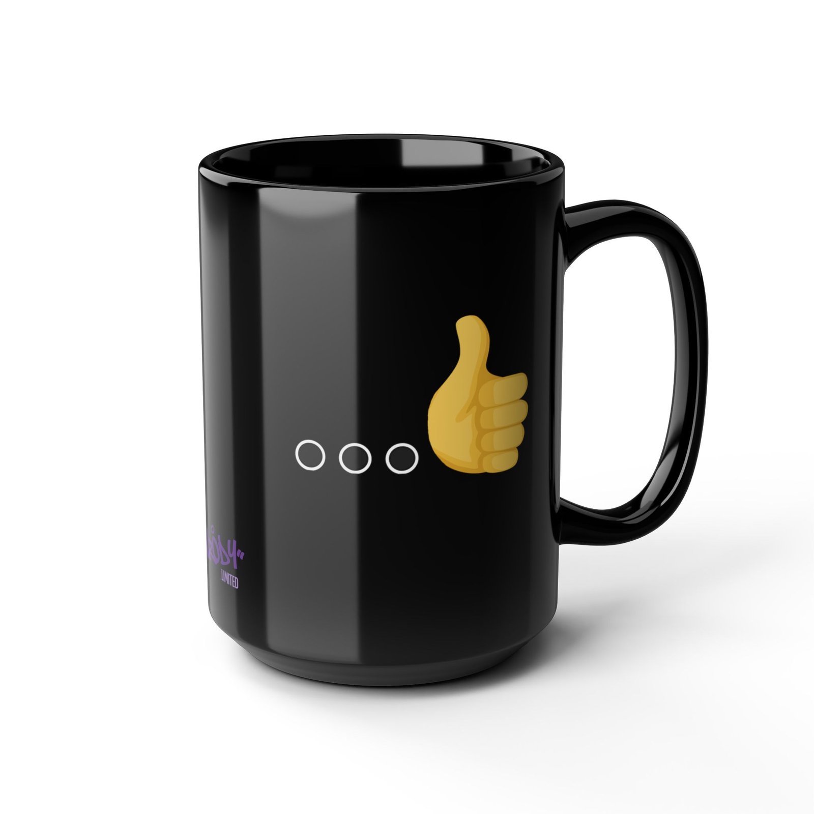 Ellipsis Thumbs Up Mug | Black Ceramic Graphic Mug - Image 3