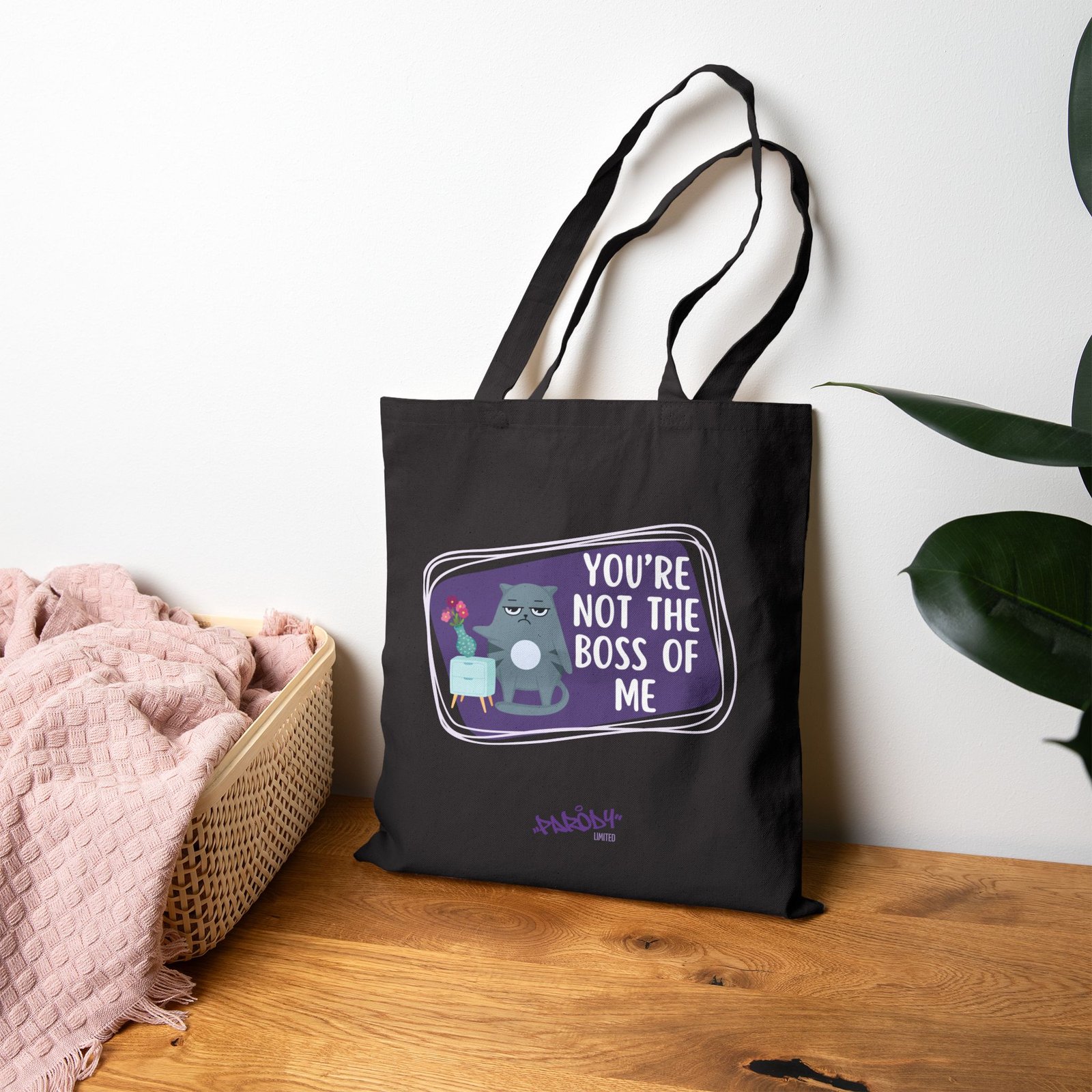 You're Not the Boss of Me Tote Bag | Cotton Canvas Graphic Tote Bag - Image 7