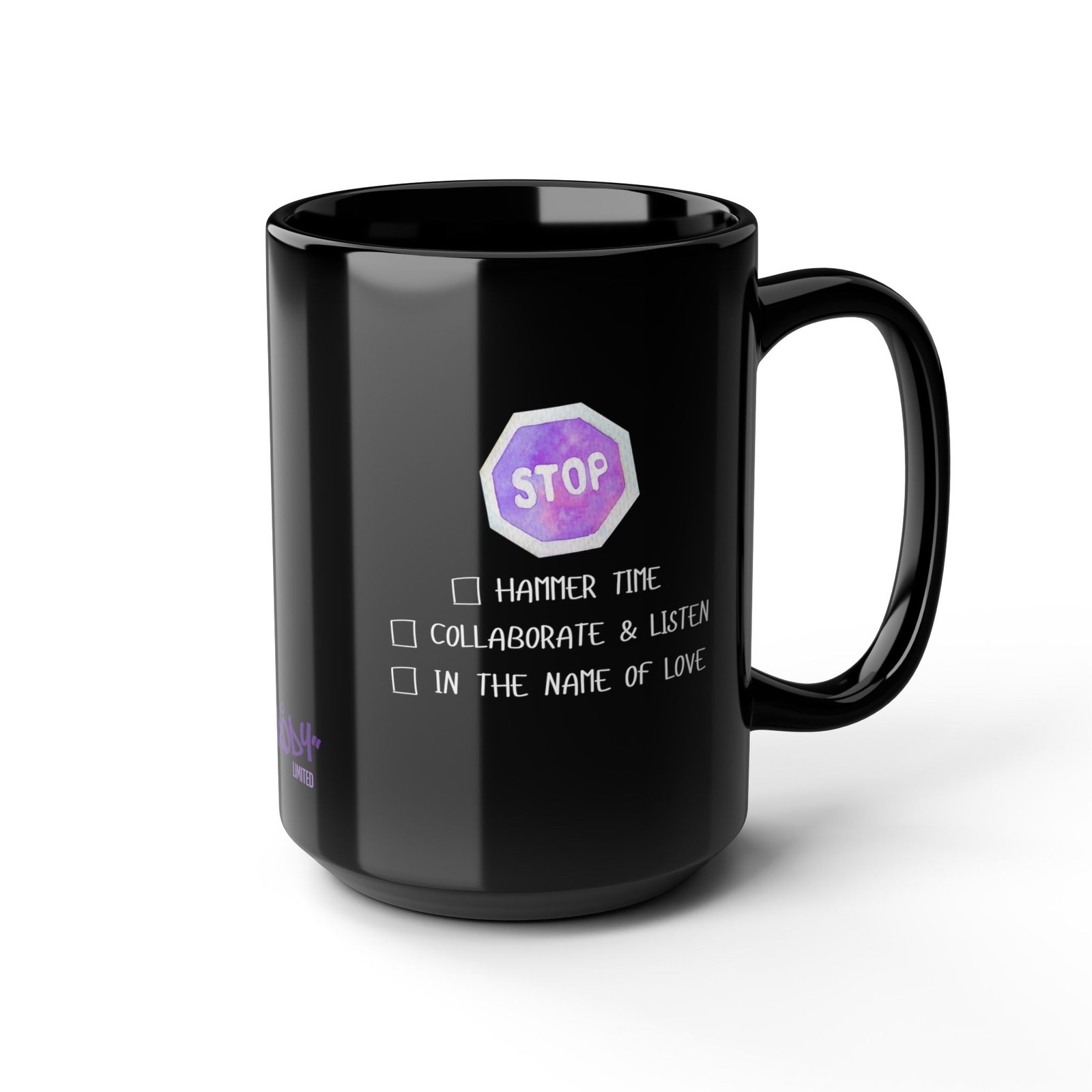 Stop Mug | Black Ceramic Graphic Mug - Image 3