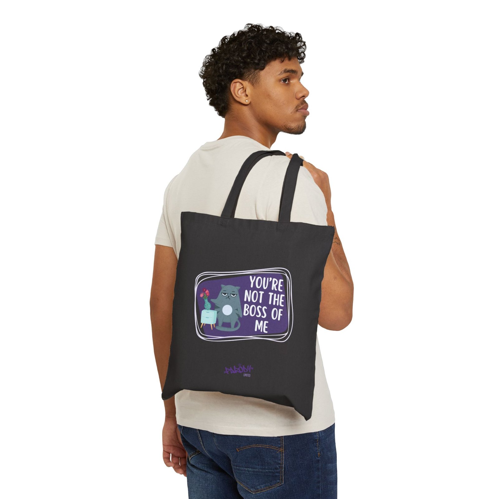 You're Not the Boss of Me Tote Bag | Cotton Canvas Graphic Tote Bag - Image 2